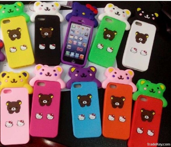 Version 3 d cartoon phone sets, momo iphone5G momo bear bear silica ge