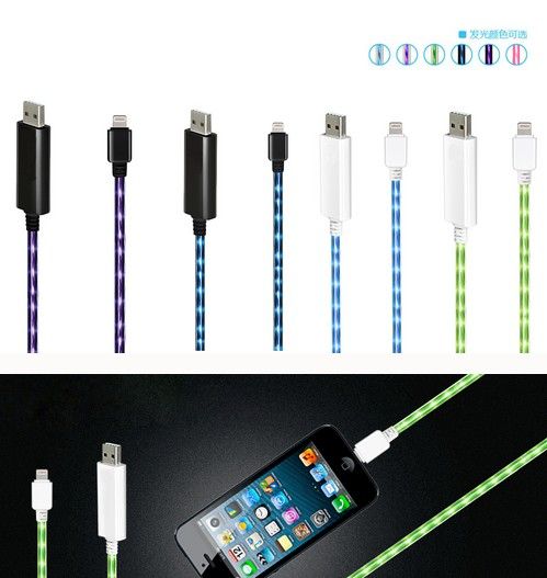 EL wire visible flowing current cable for iphone micro usb
