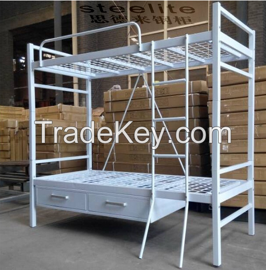 Dormitory Student Double Deck Bed/With Two Drawer Metal Bunk Bed