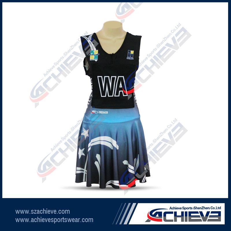 2013 new black netball dress sublimated