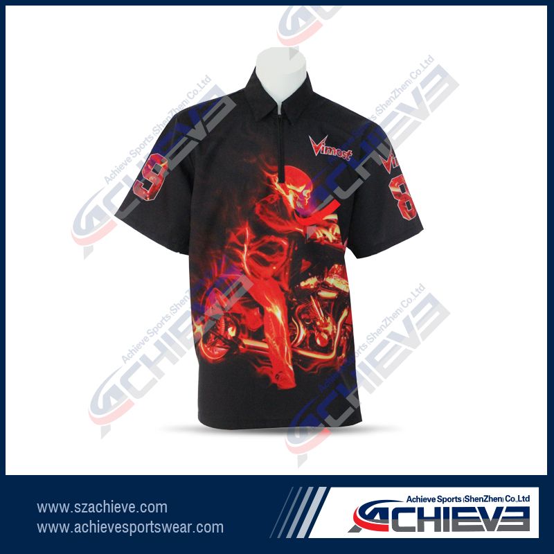 Plain woven men's crew shirt with custom design