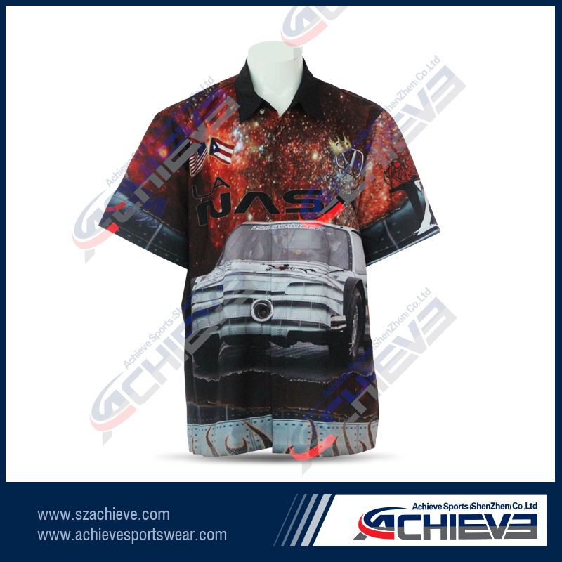 100%polyester custom design long sleeve racing shirt