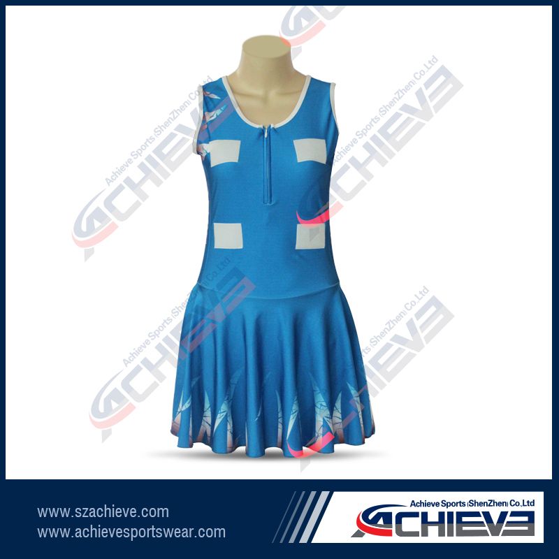 High quality custom pattern netball dress with lycra fabric