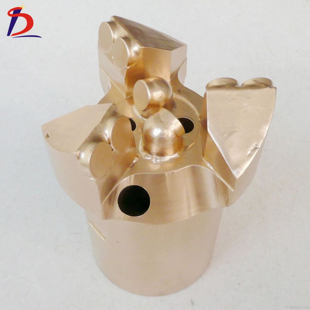 PDC non core 3 wings concave drill bit