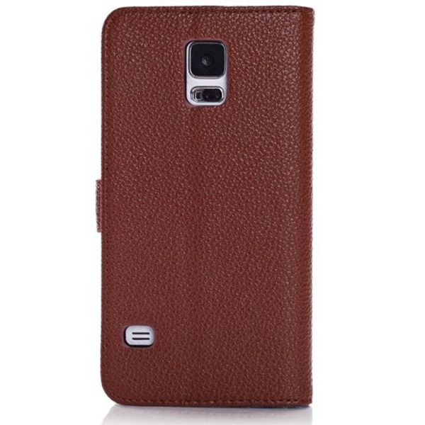 Factory price case for galaxy s5,for samsung galaxy 9600 lichee cover with holder