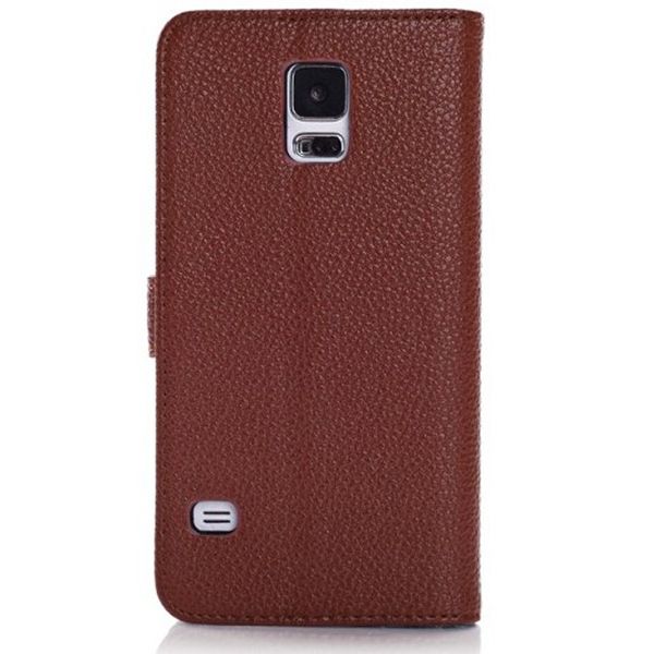 Factory price case for galaxy s5,for samsung galaxy 9600 lichee cover with holder  