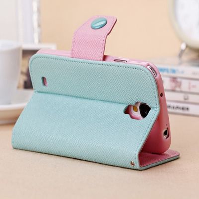 Contrast color plug-in card holder flip cover for s4