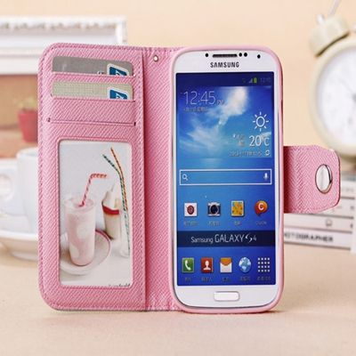 Contrast color plug-in card holder flip cover for s4