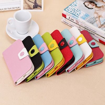 Contrast color plug-in card holder flip cover for s4