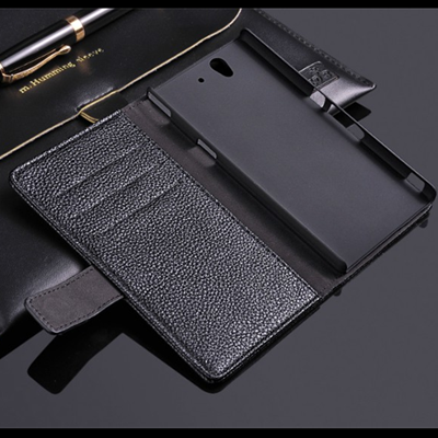 Licheen texture pu  wallet case for sony l36h,for sony xperia z l36h leather case