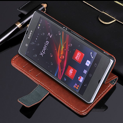 Wallet leather case for sony l36h,protective case for sony xperia z l36h,for sony l36h cover 64 texture