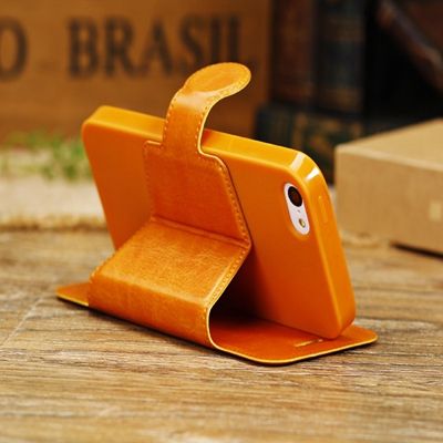 Crazy horse leather case for iphone5c with magnetic snap