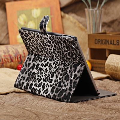 Leopard grain case for ipad air,Standing leather case for ipad air