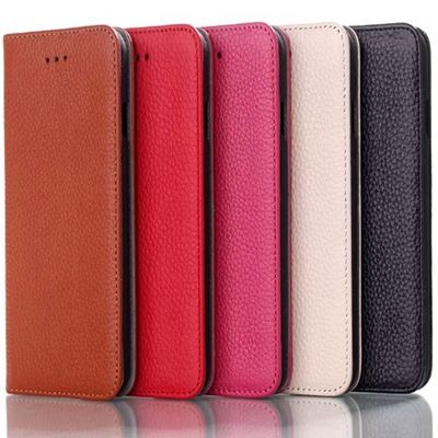 Fashion magnetic wallet case for iphone 6, high end and good quality genuine leather bag case for iphone 6