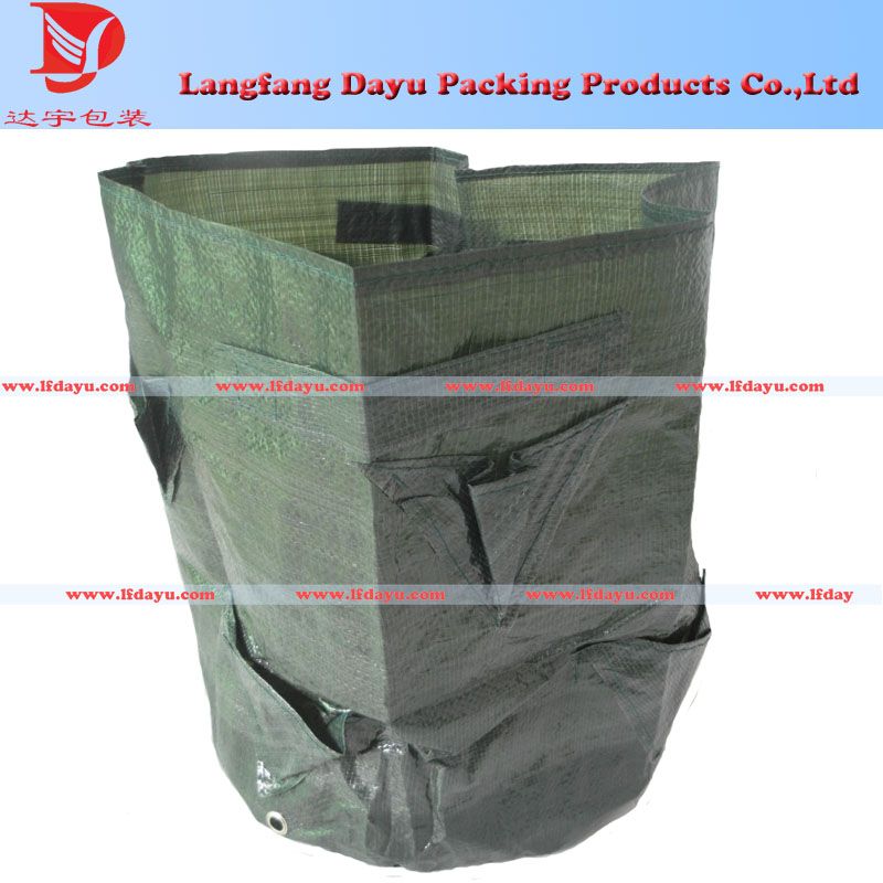 Portable 10 gal PE strawberry woven gardening planter bag