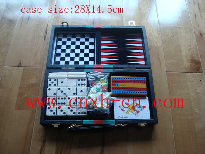 Mini 6 in 1 Board Game Set with PU Leather Case