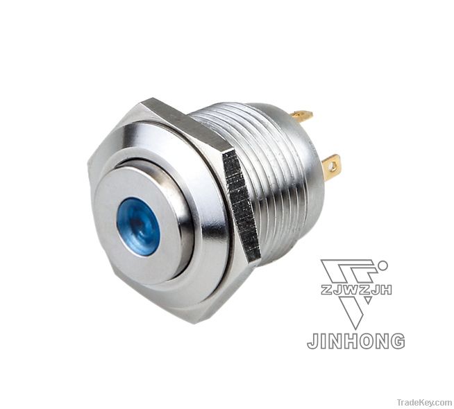 16mm SPST stainless steel High point type Pushbutton Switch with LED