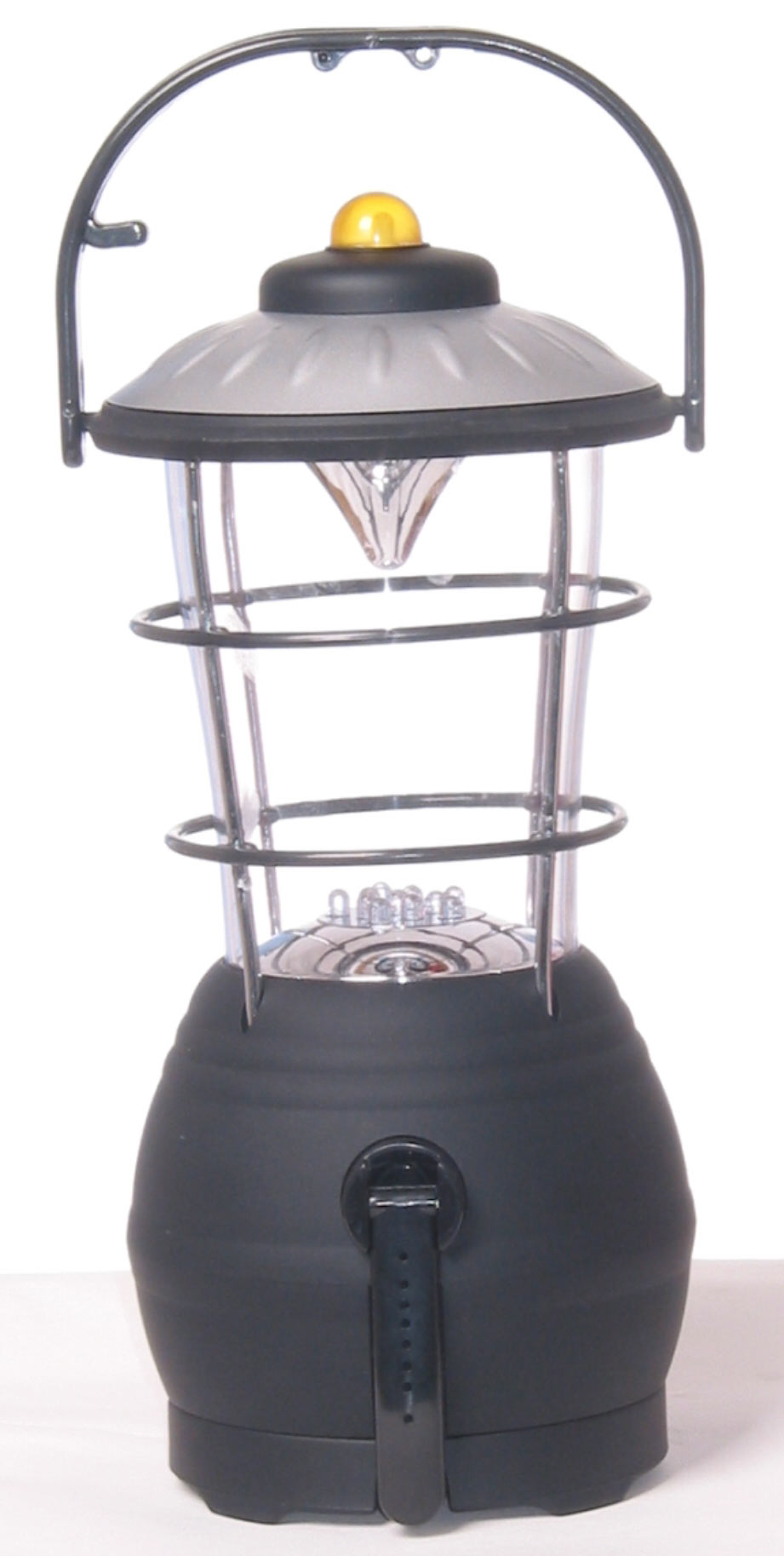 Flashlight battery free crank lantern