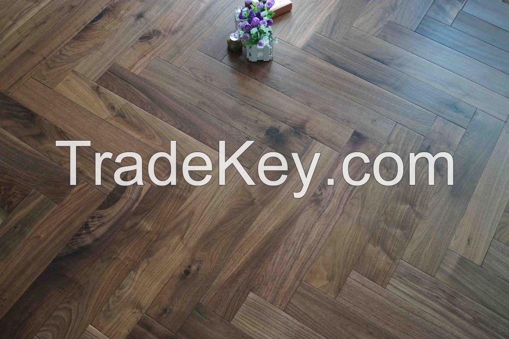 H404 Herringbone Walnut flooring 550*90*18/4 White oiled