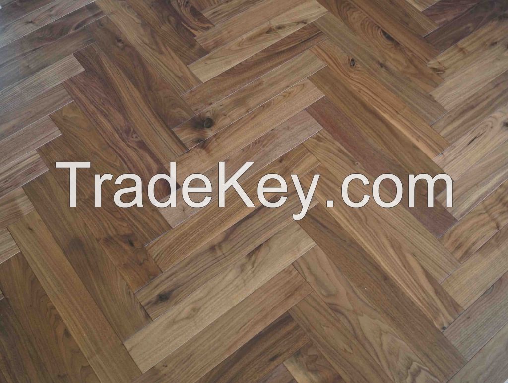 H404 Herringbone Walnut flooring 550*90*18/4 White oiled