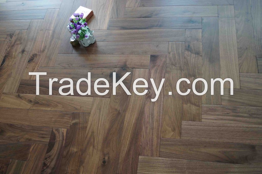 H404 Herringbone Walnut flooring 550*90*18/4 White oiled