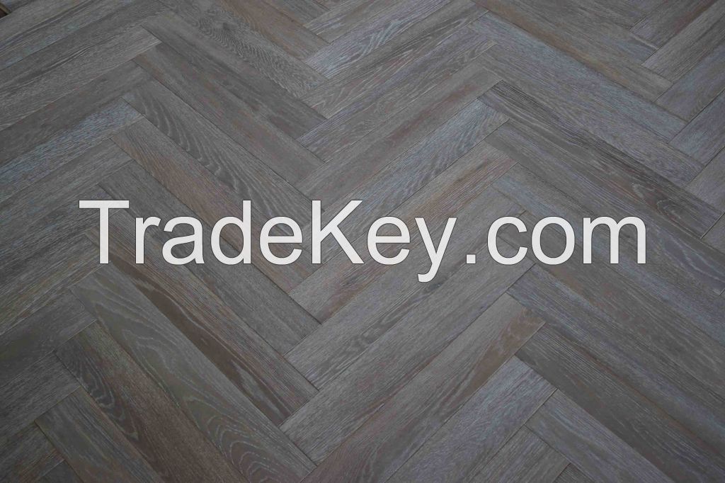 H401 Herringbone oak flooring 550*90*18/4 White oiled