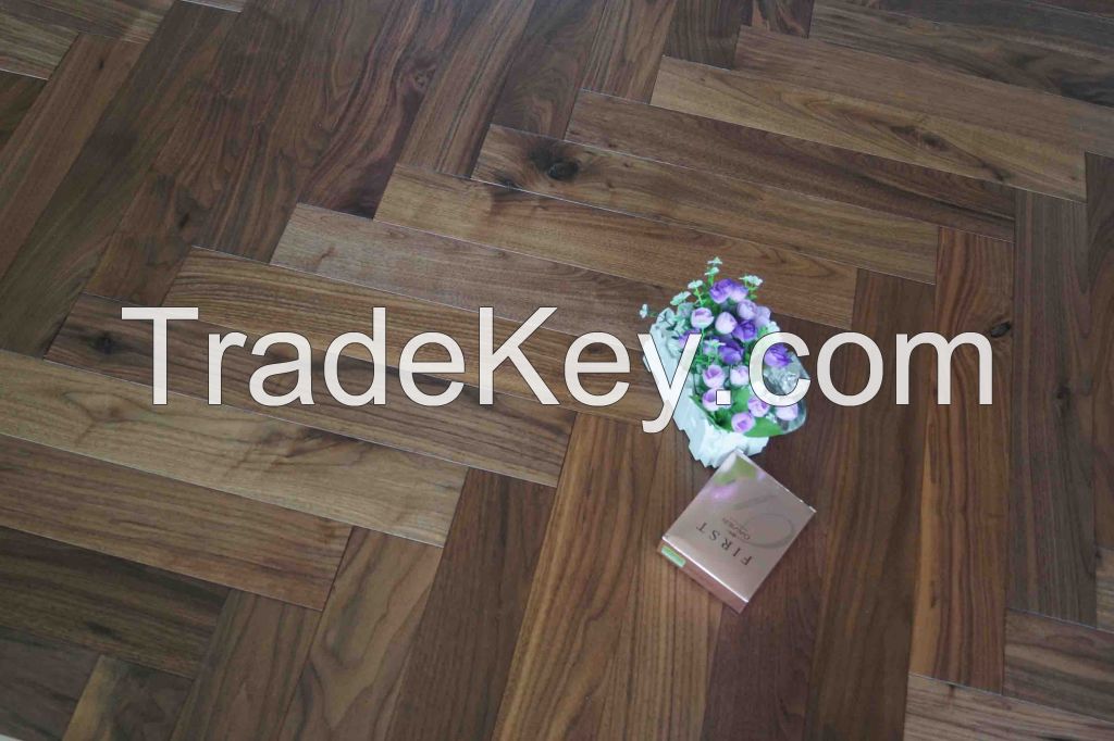 H404 Herringbone Walnut flooring 550*90*18/4 White oiled