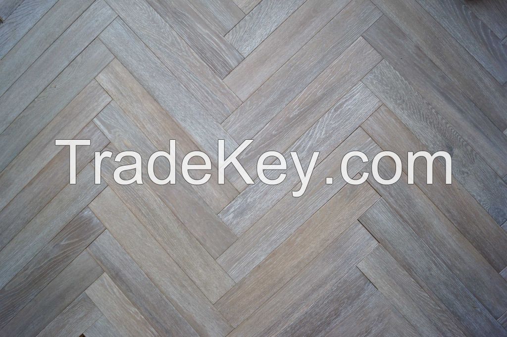 H401 Herringbone oak flooring 550*90*18/4 White oiled