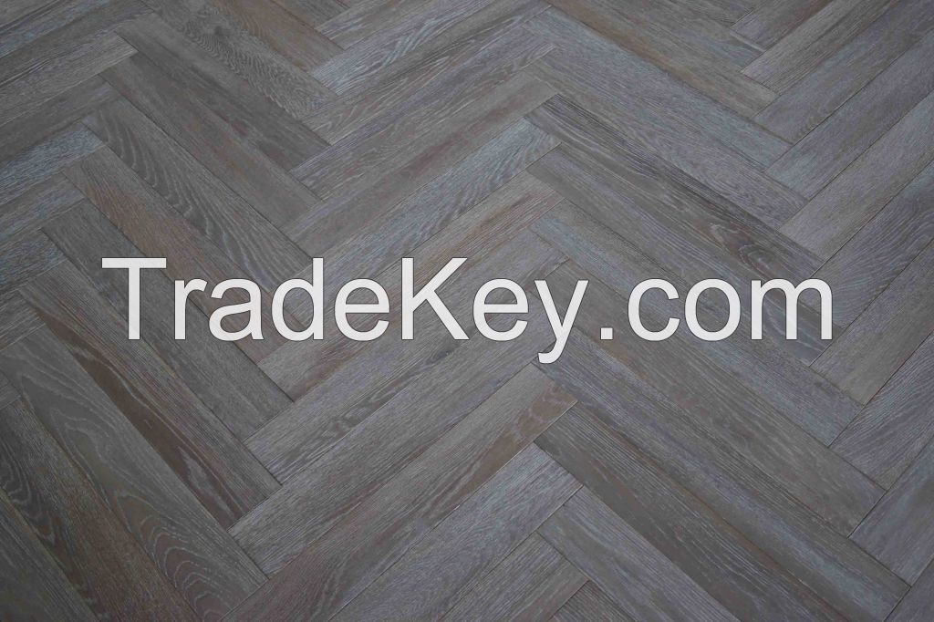 H401 Herringbone oak flooring 550*90*18/4 White oiled