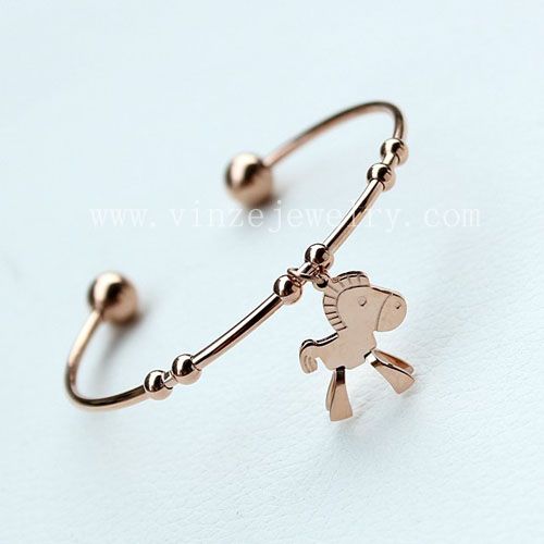 Fashion little horse rosegold stainless steel bangle
