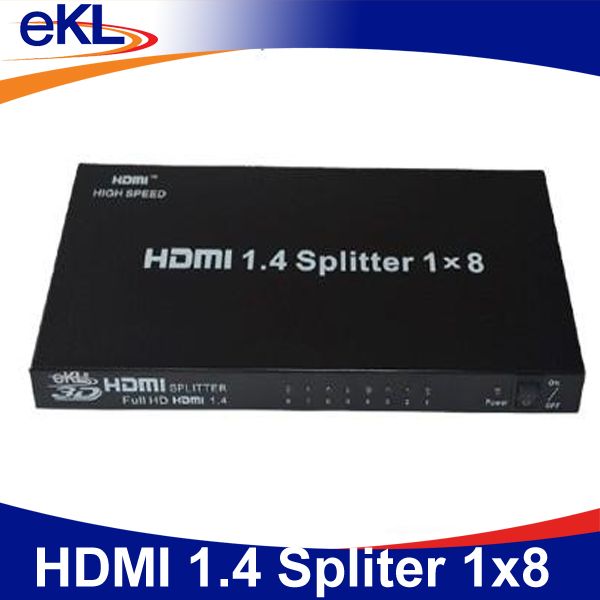 1x8 HDMI splitter with CAT5e/CAT6 support 3D