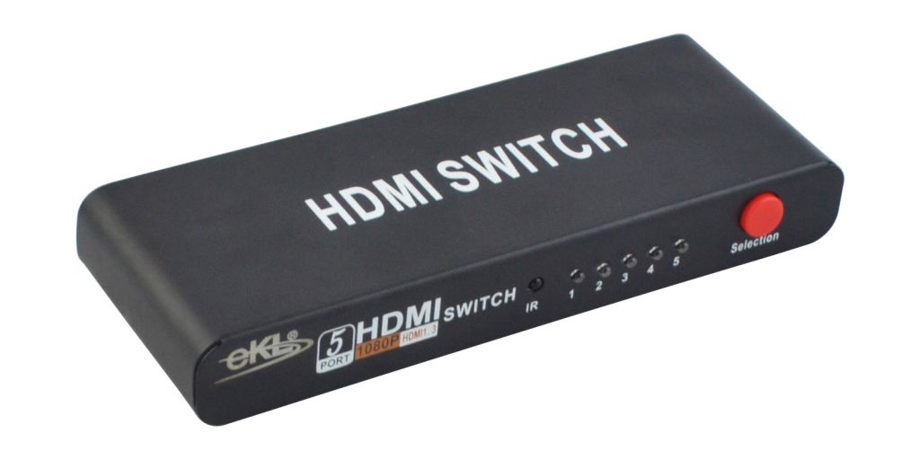 5 Port HDMI Switch Switcher IR Remote Control 5x1 with 1080P 3D