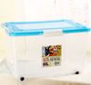 Promotional big plastic storage box with wheels , storage container 60L