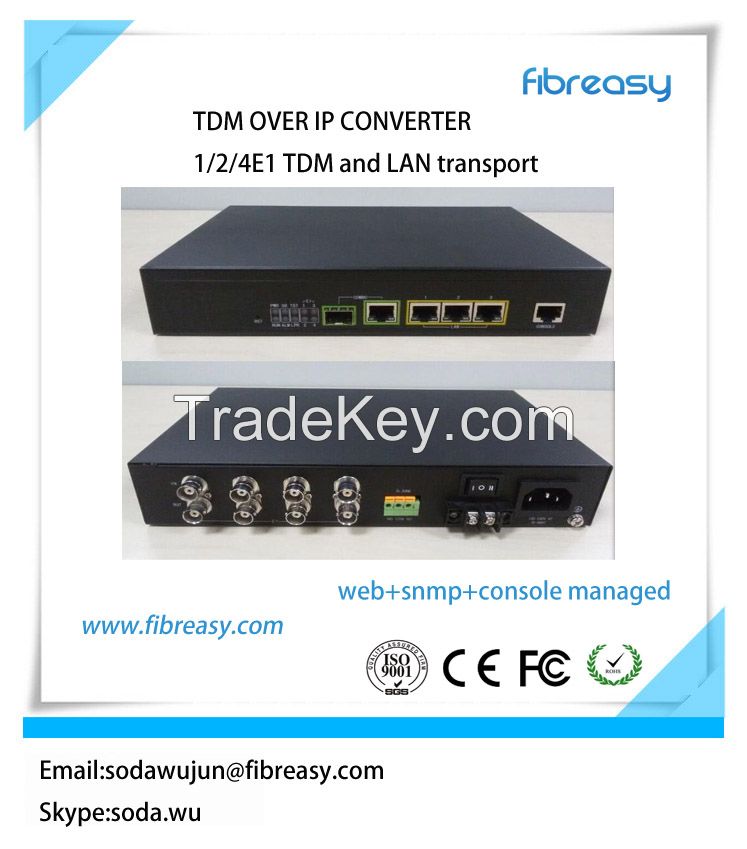 TDM over IP with 1/2/4 E1 and LAN transport