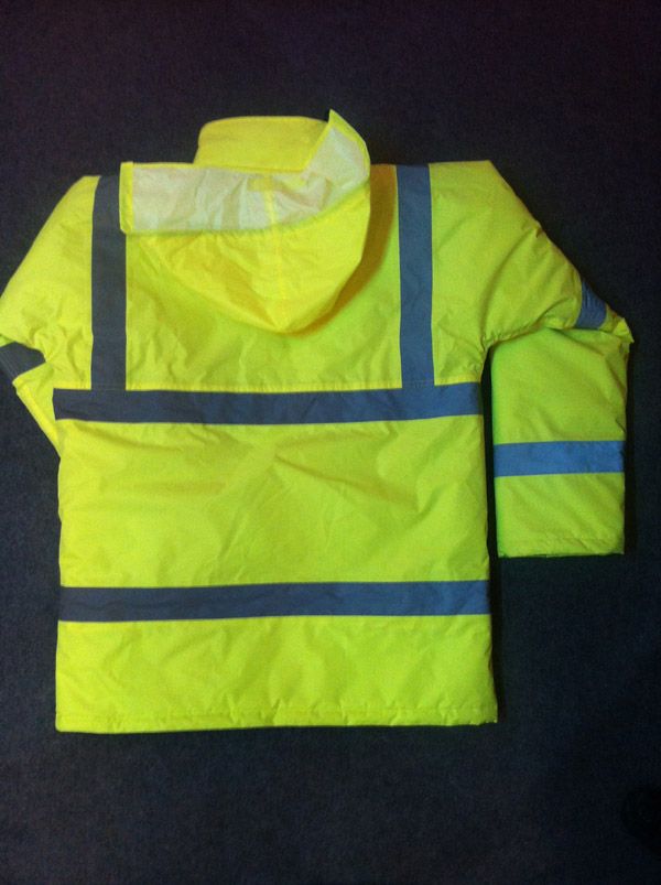 hi vis winter safety jacket, construction security workwear, reflective parka