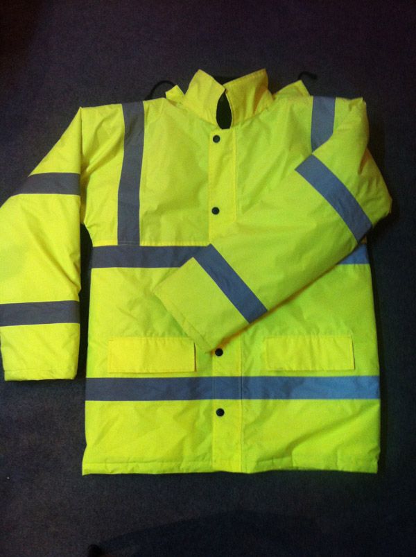 hi vis winter safety jacket, construction security workwear, reflective parka