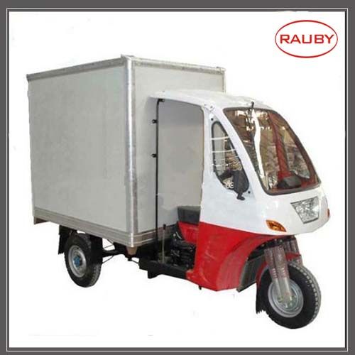 rauby 3 wheel motorcycle closed door tricycle container box