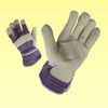 Cow Split Leather Glove With Striped Cotton Back