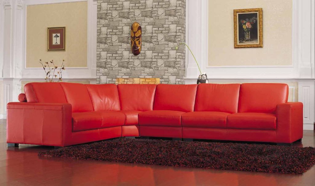 red leather sectional sofa