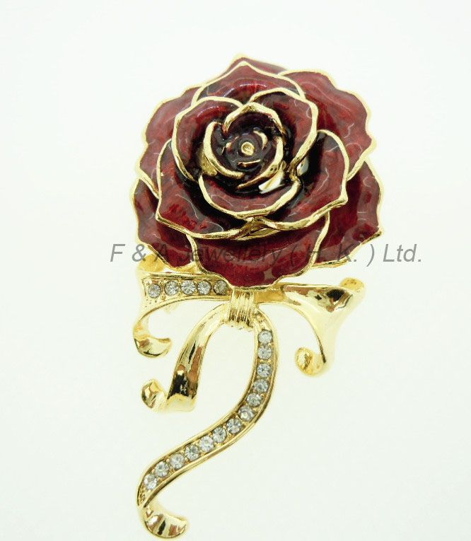 Brooch, rose as image, gold plated
