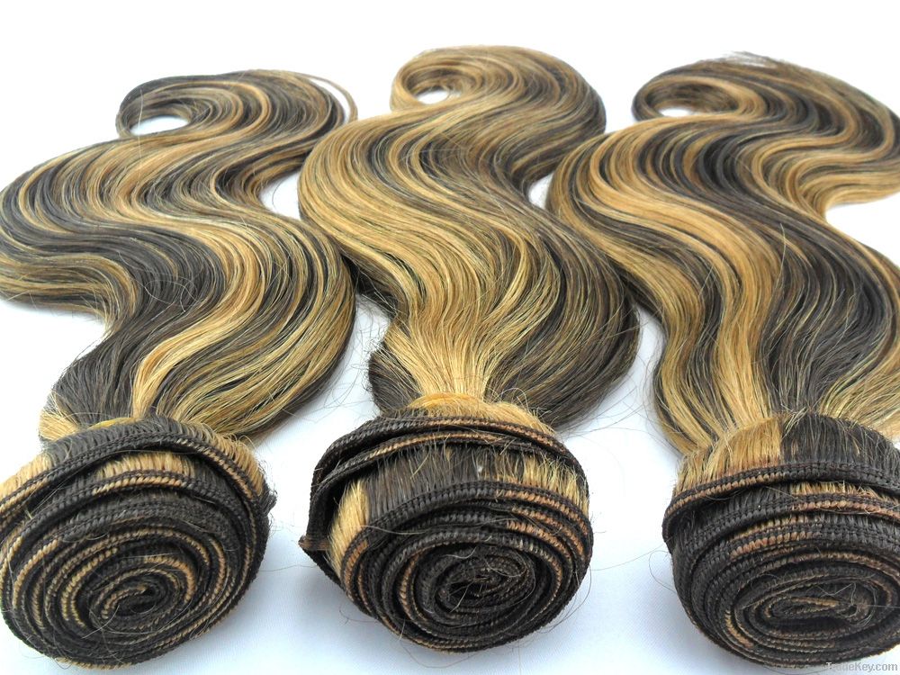 18"100% blond Brazilian remy hair weaving