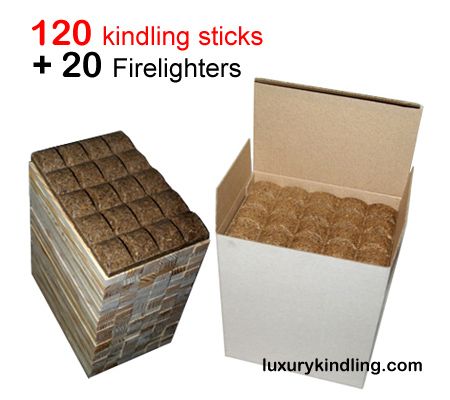 Kindling Wood Sticks + firelighter briquettes carton box 3.2 kg