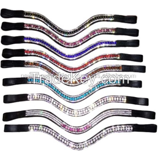 Genuine Crystals leather horse Brow bands , size pony,cob,full