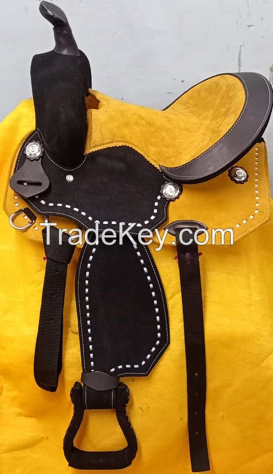 Genuine imported material western suede saddle sky blue with rust proof fitting