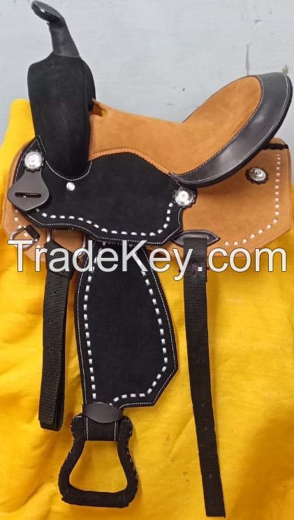 Genuine imported material western suede saddle sky blue with rust proof fitting