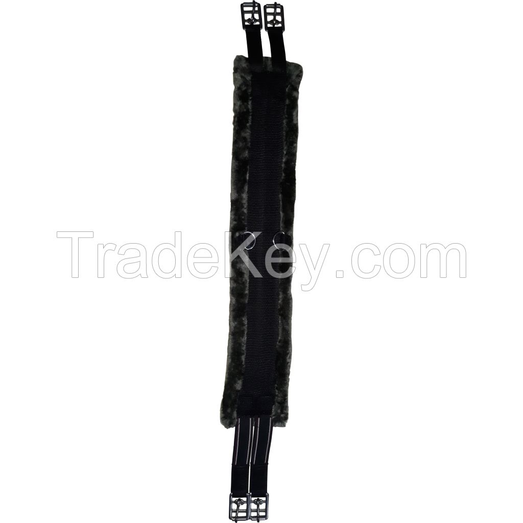 Genuine PP horse black girth with mink padding 42 to 56 cm long