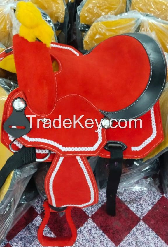 Genuine imported material western suede saddle red with rust proof fitting