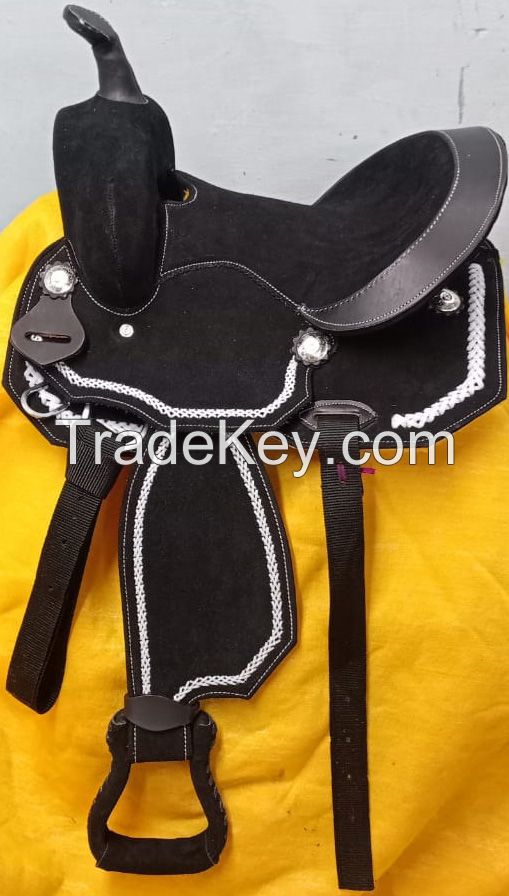 Genuine imported material western suede saddle Black with rust proof fitting