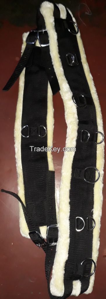 Genuine PP horse black girth with mink padding 42 to 56 cm long