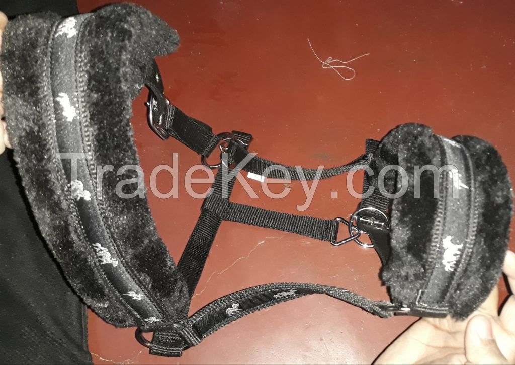 Genuine imported material PP halter with mink padding black